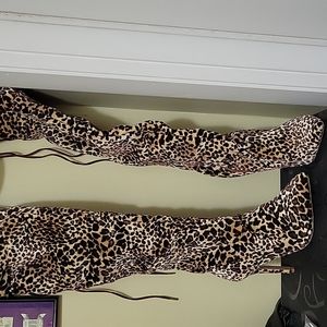 Knee high cheetah Boots